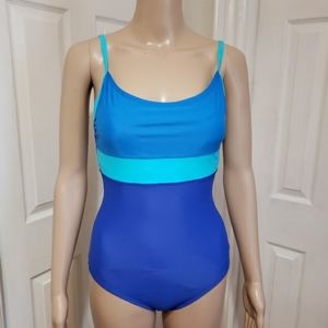 NEW! Speedo Blue Colorblock One Piece Swimsuit - 6